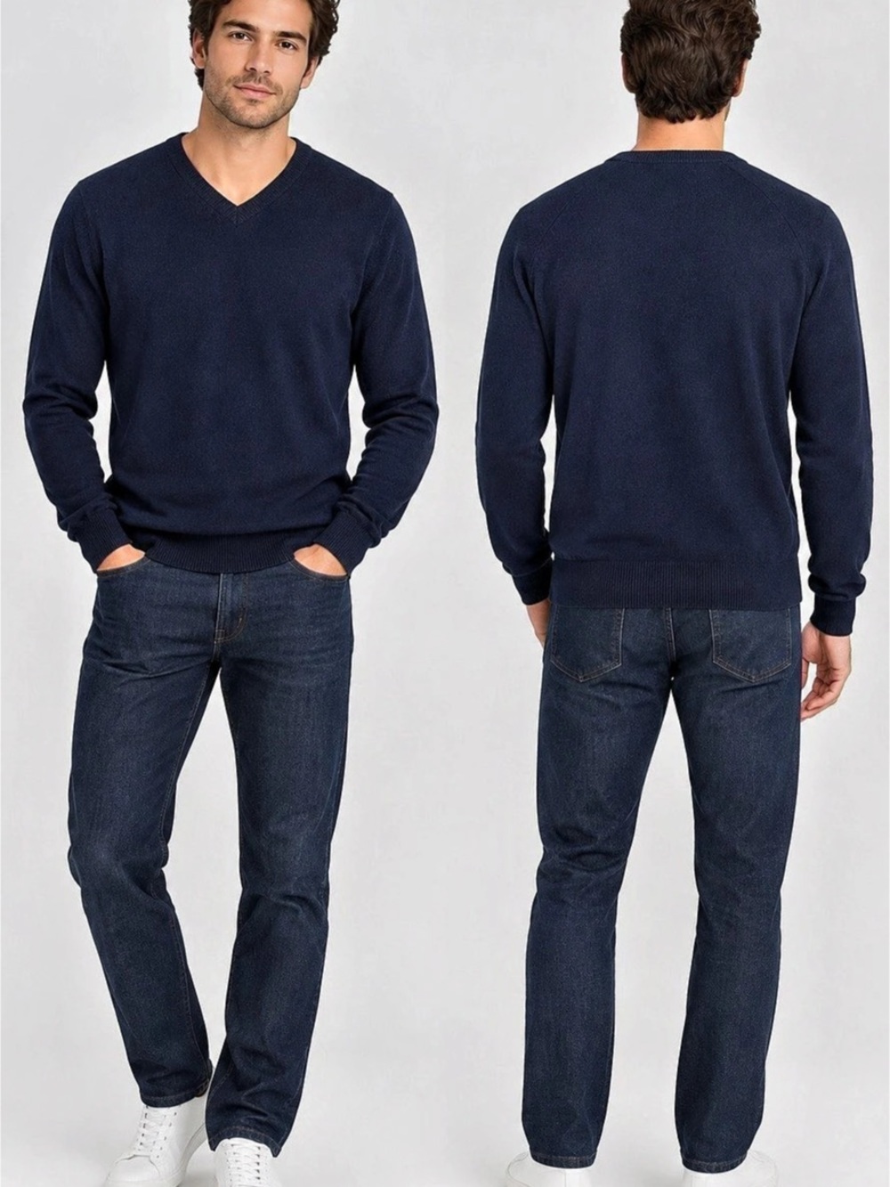 Made in Italy Men's Merino Wool V-Neck